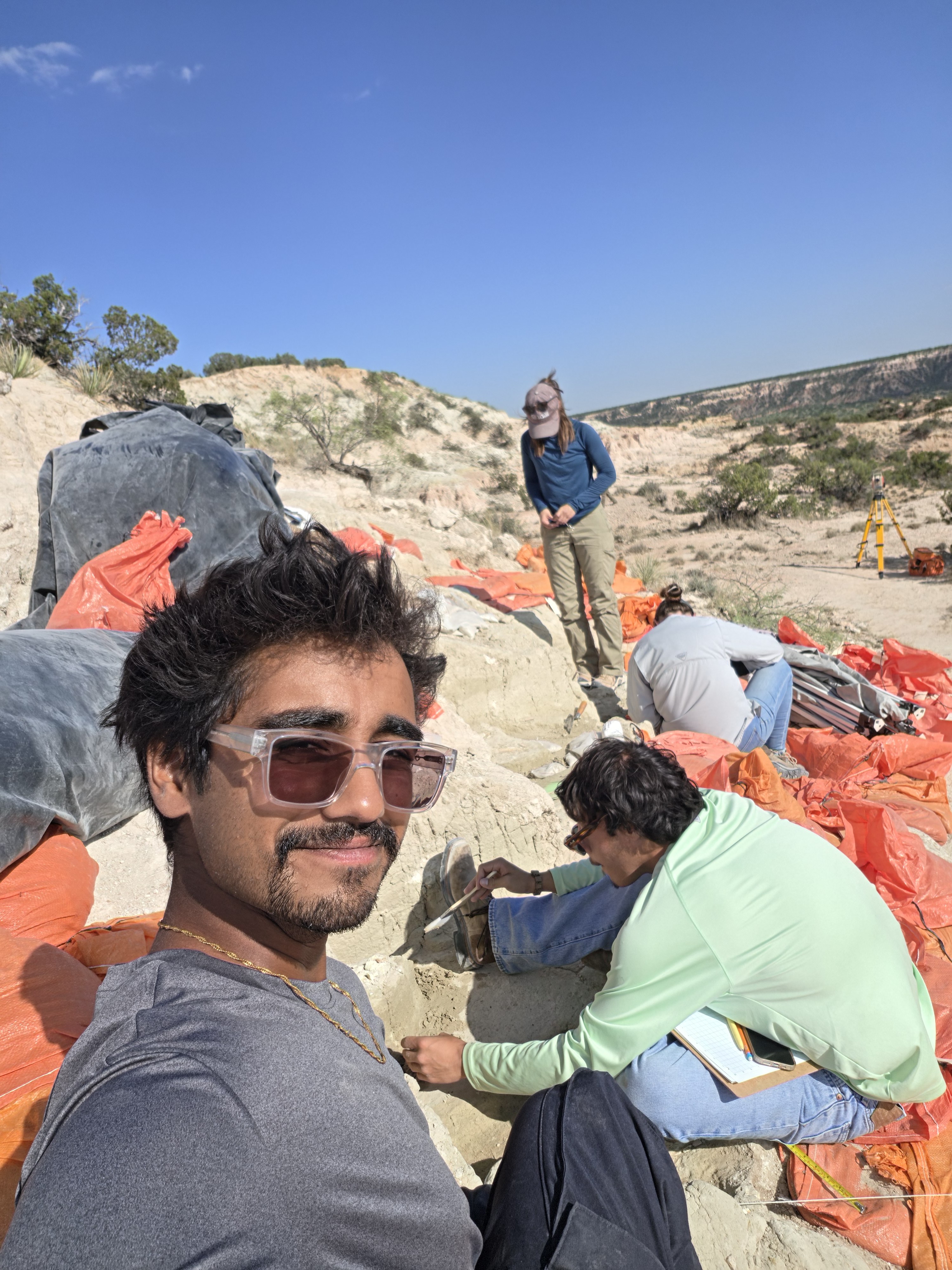 Ayon Wickramasinghe conducting fieldwork at Lubbock Lake Landmark